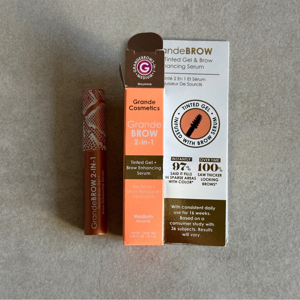 Grande Cosmetics GrandeBROW 2-in-1 Tinted Gel & Brow Enhancing Serum - Medium